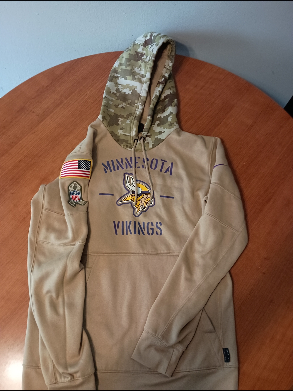 Minnesota Vikings Hoodie Mens M Nike Dri Fit Salute To Service Camo NFL Fleece